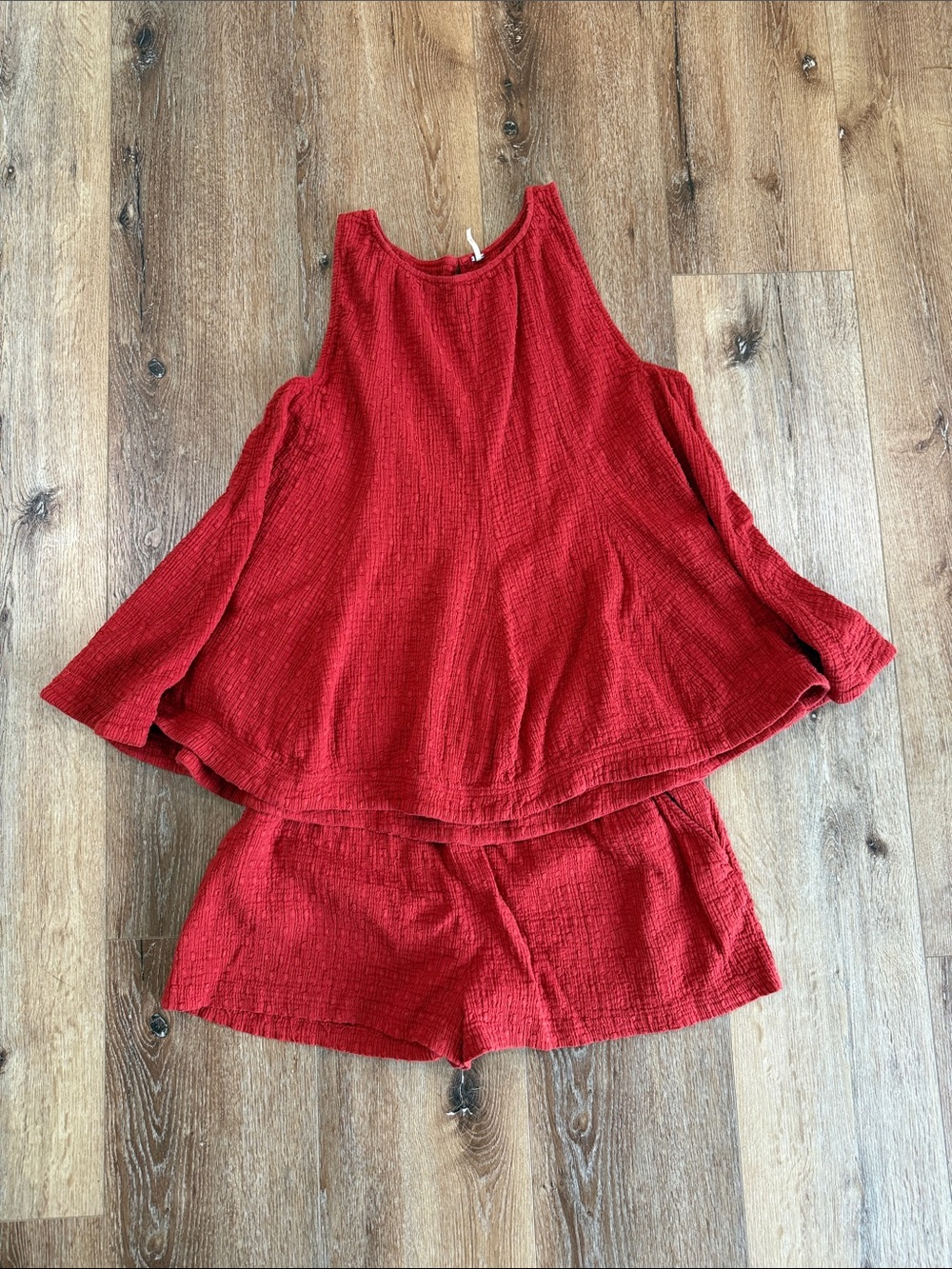 Free People Red Textured Swing Tank Top